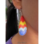 wood earring hand painted tears design from bali